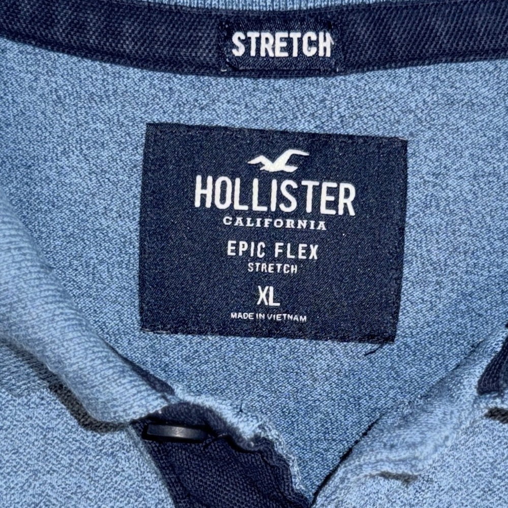 Hollister Men’s Epic Flex Stretch Polo Shirt Blue Size XL - Picture 9 of 9